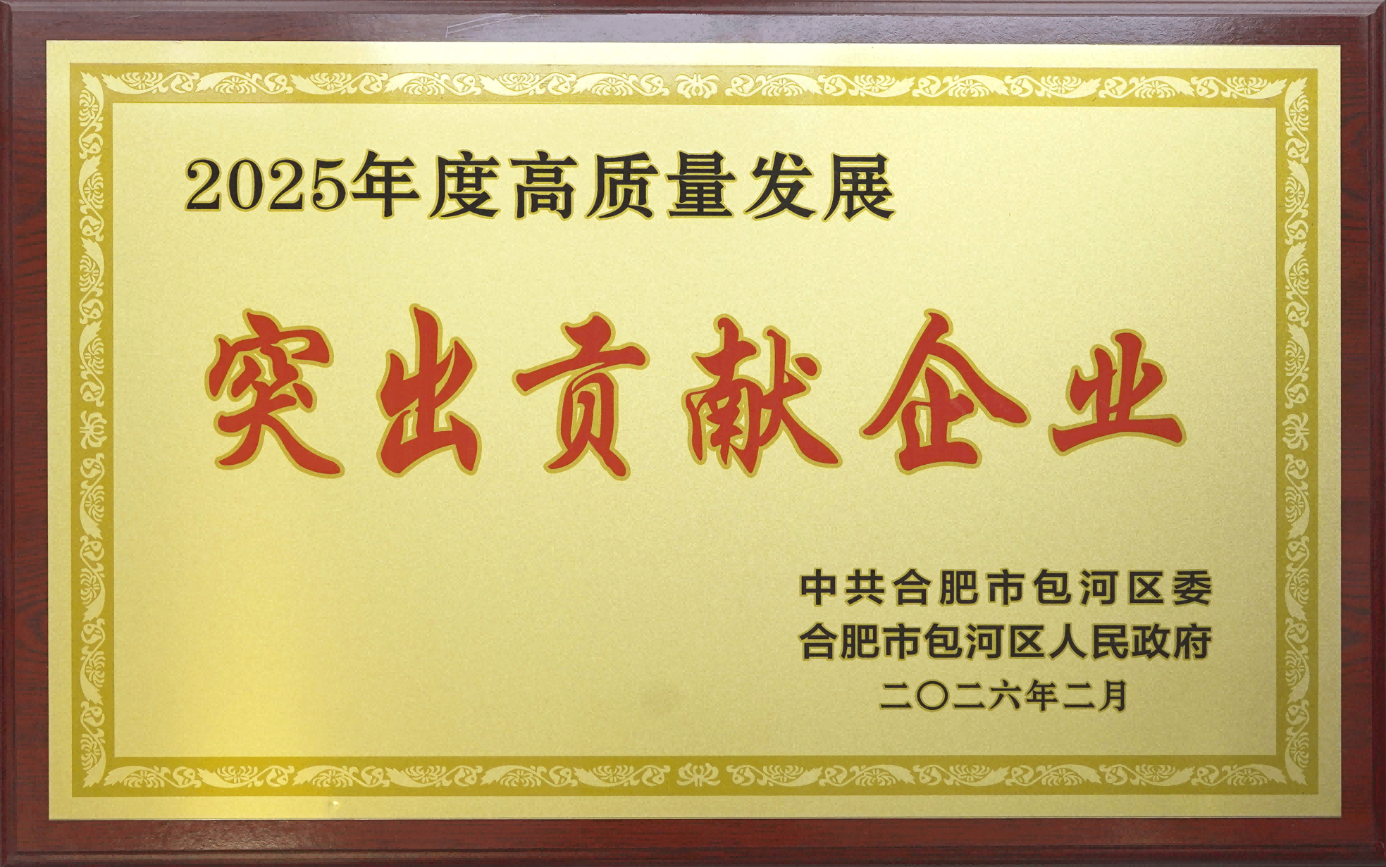 喜报|金沙澳门(中国)唯一官方网站荣获包河区“高质量发展突出贡献企业”